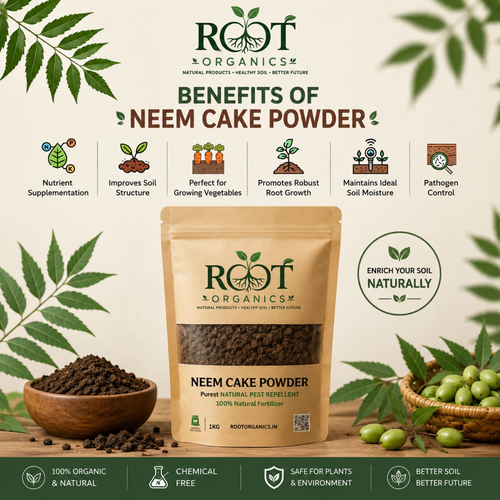 Neem Cake Powder | 100% Natural Organic Fertilizer