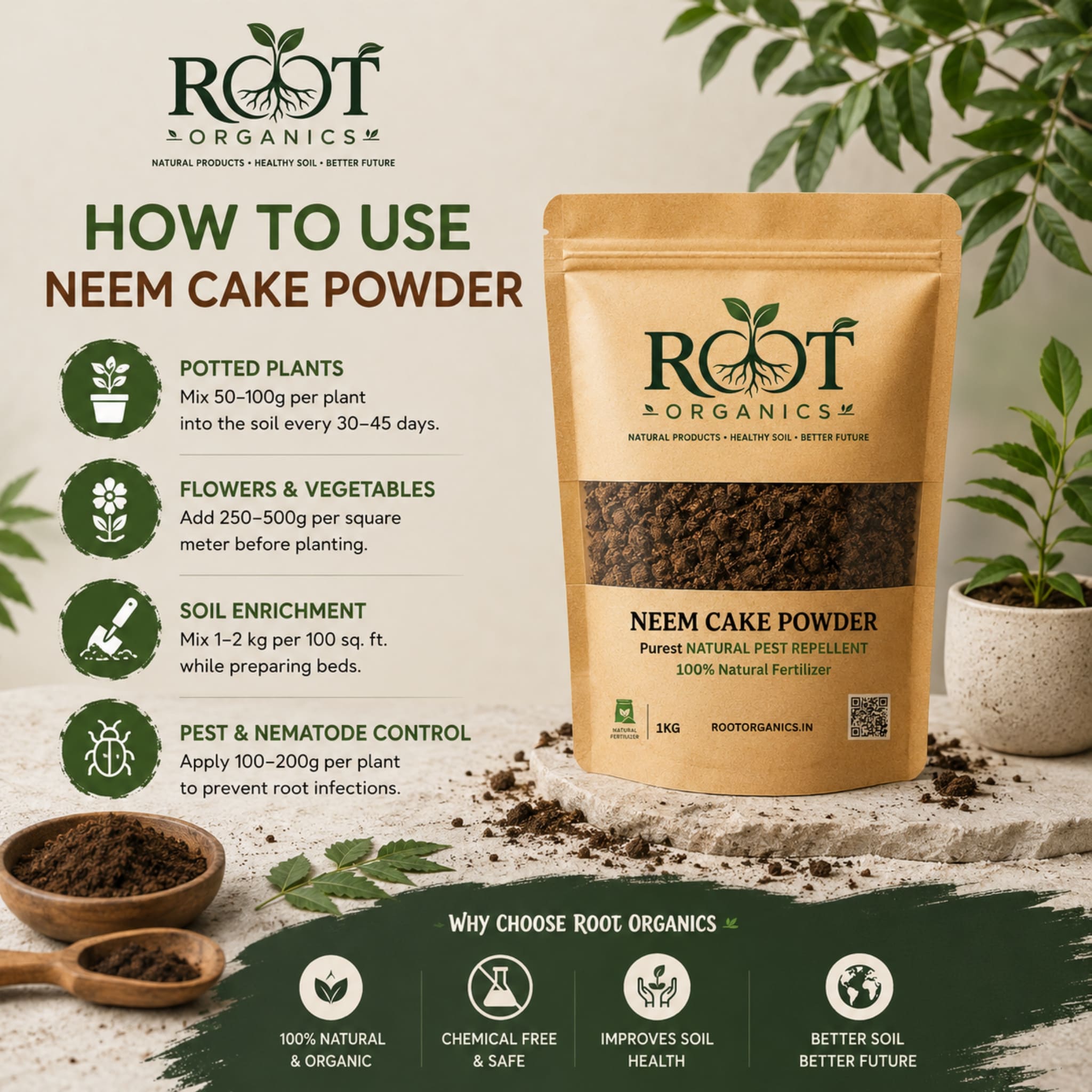 Neem Cake Powder | 100% Natural Organic Fertilizer